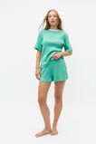 Ribbed Marle Top and Short PJ Set  Deep Emerald Marle  hi-res
