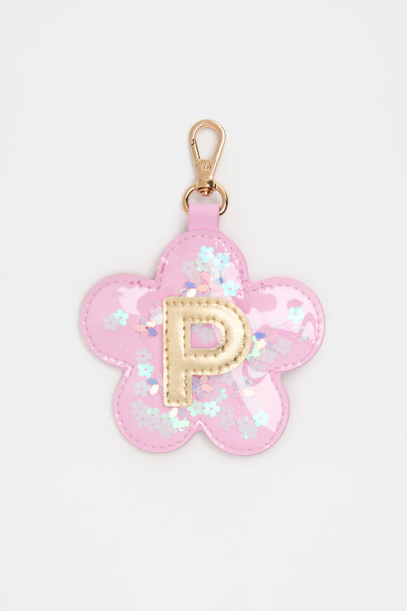 Flower Initial Keyring  P  hi-res
