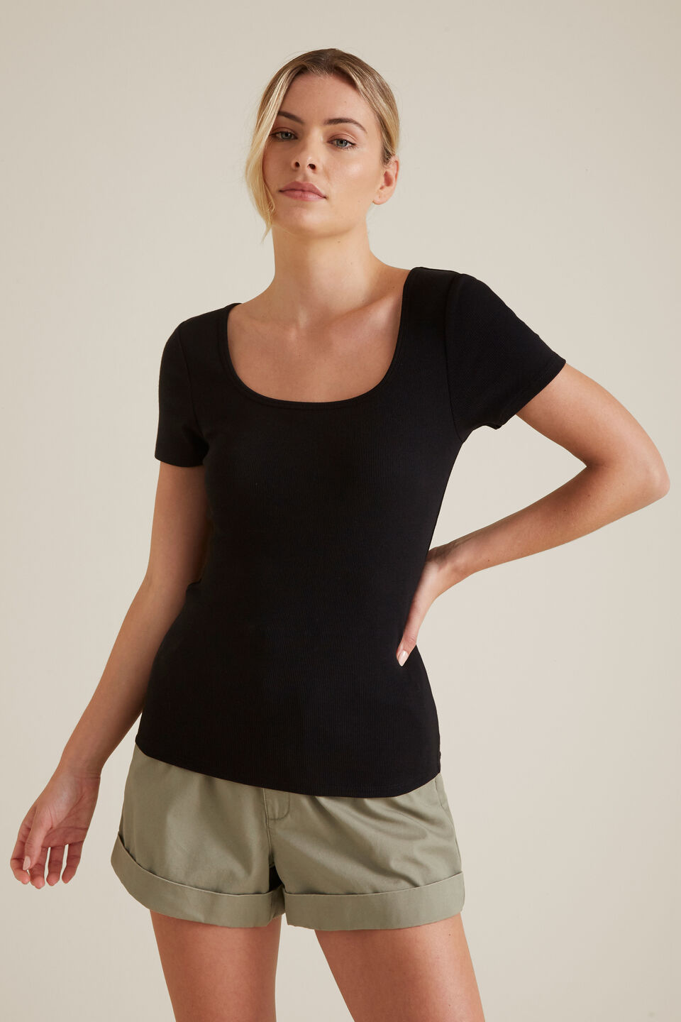 Square Neck Rib Tee  