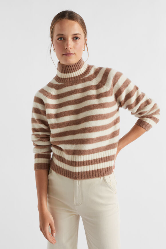 Brushed Stripe Knit  Macchiato Stripe  hi-res