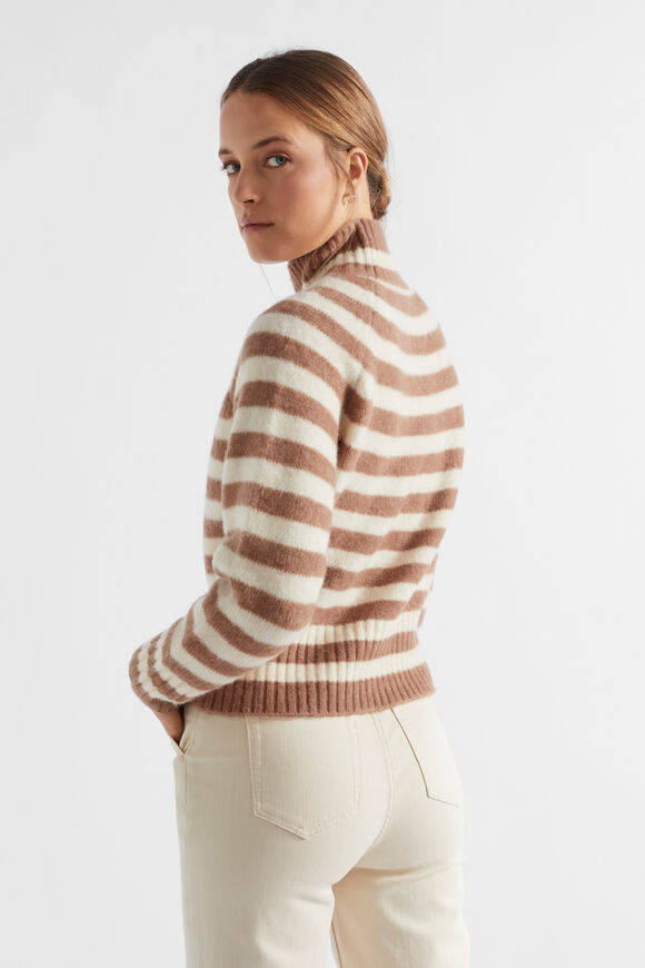 Brushed Stripe Knit  Macchiato Stripe  hi-res