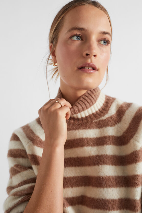 Brushed Stripe Knit  Macchiato Stripe  hi-res