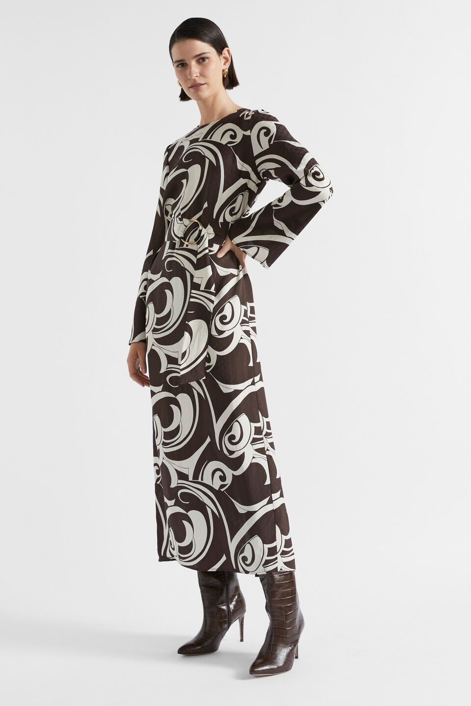Jacquard Swirl Midi Dress  Retro Swirl