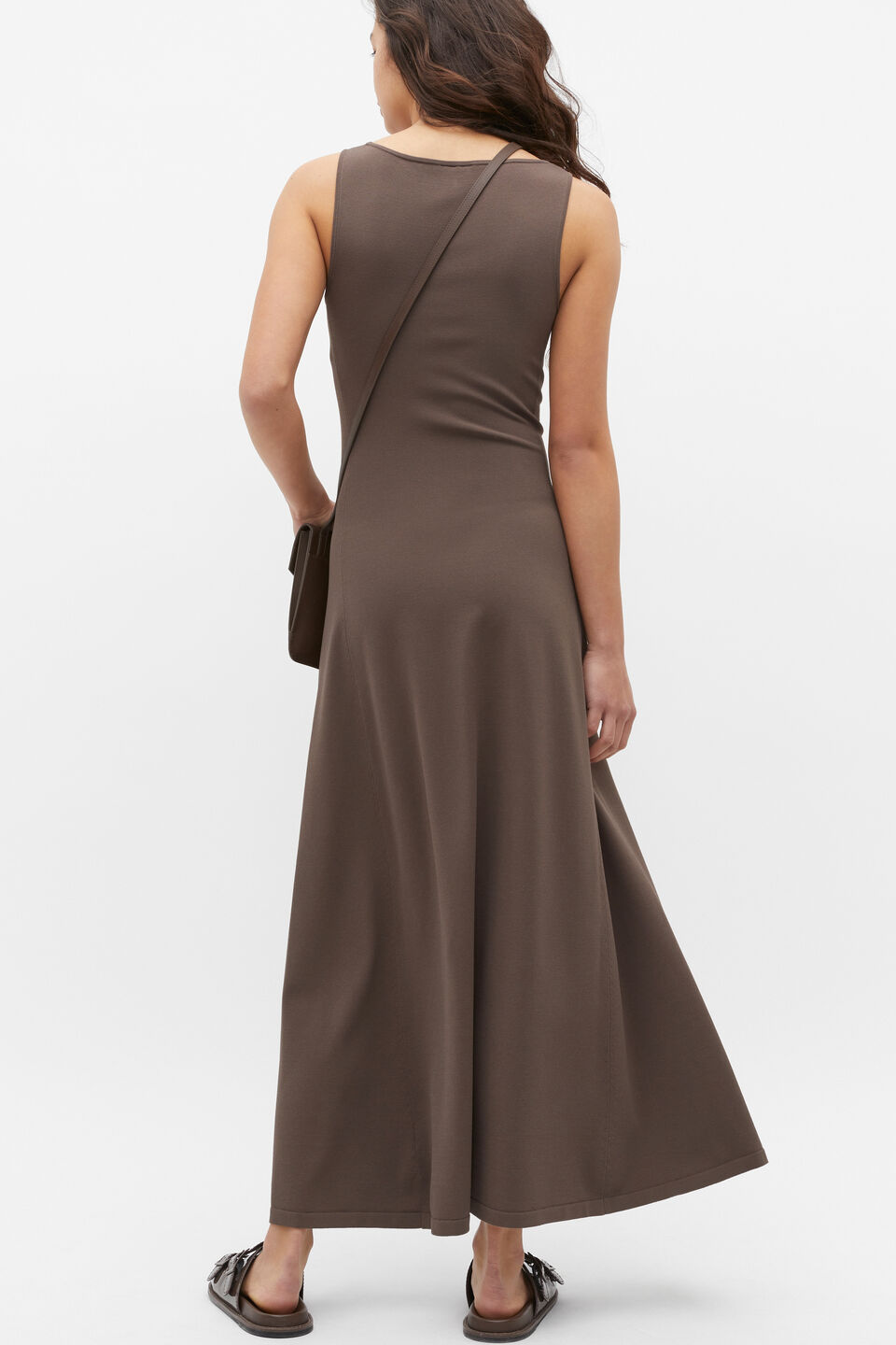 Compact Crepe Knit Flared Dress  Affogato