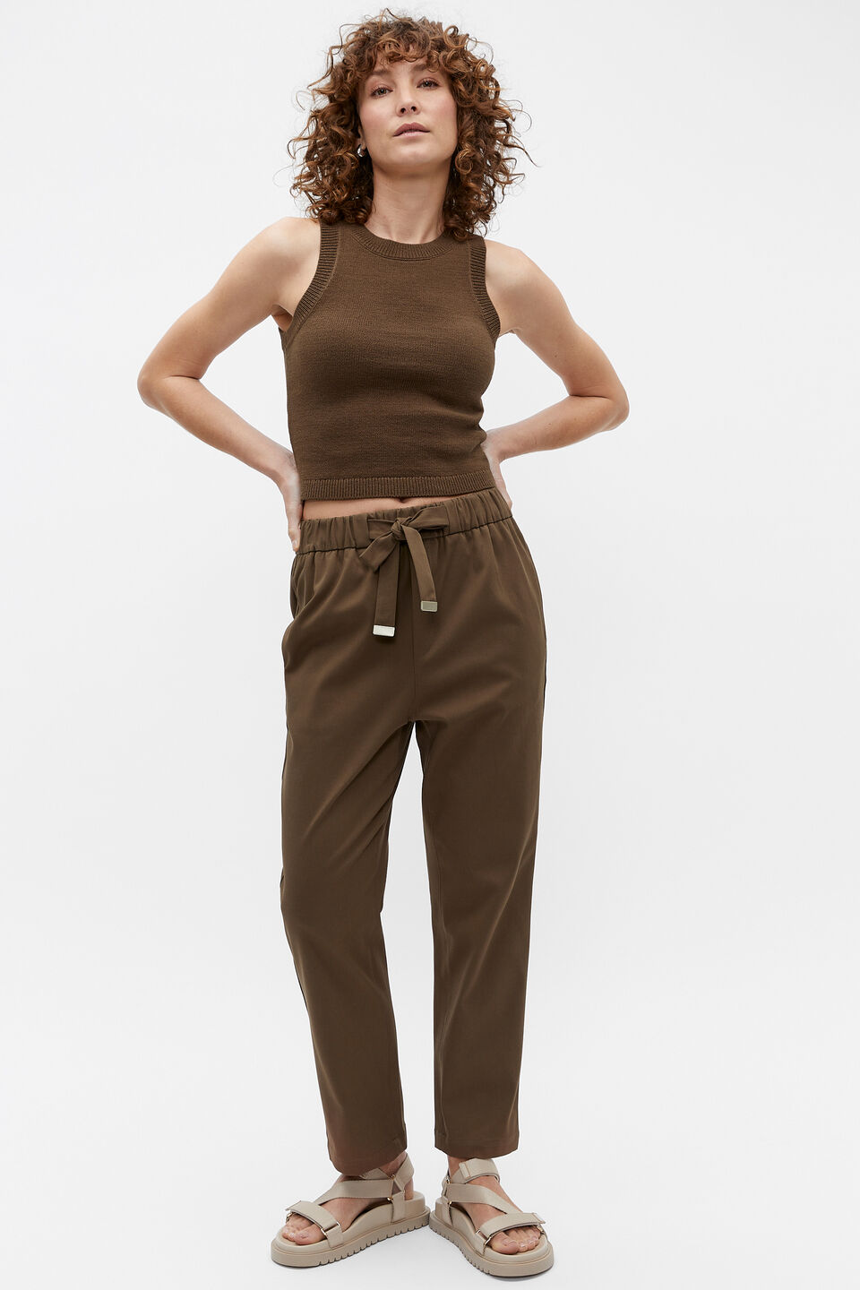 Cotton Knit Top  Dark Praline