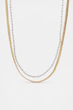 Mixed Chain Two Strand Necklace  Silver Gold  hi-res
