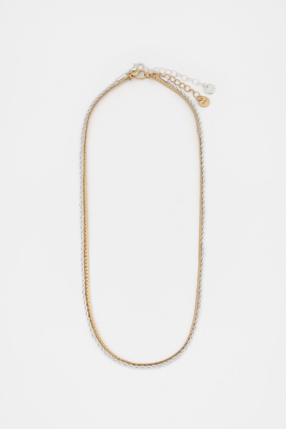 Mixed Chain Two Strand Necklace  Silver Gold