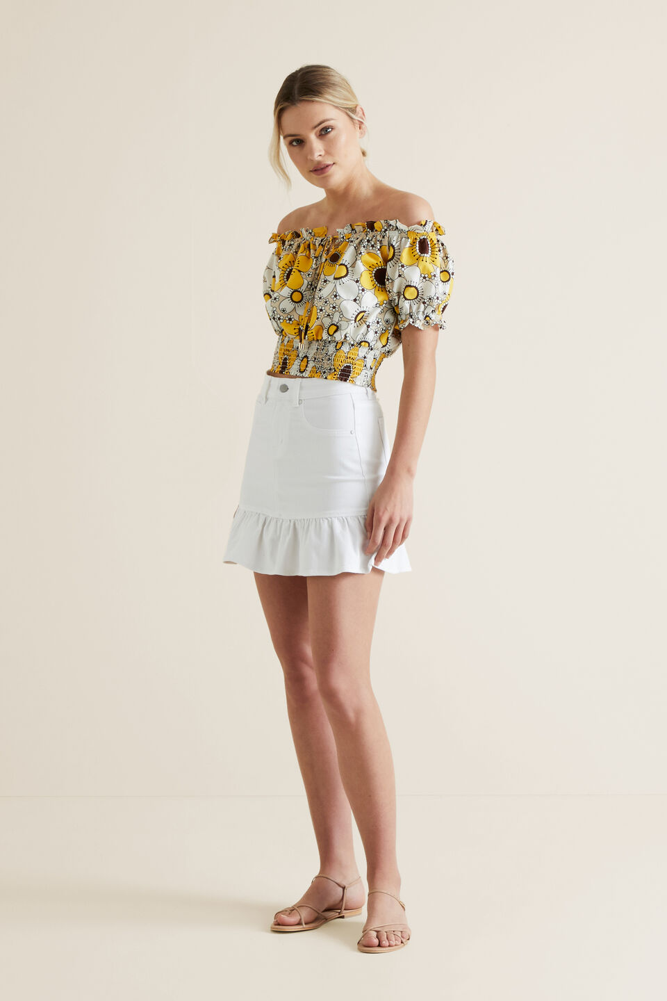 Shirred Vintage Floral Top  