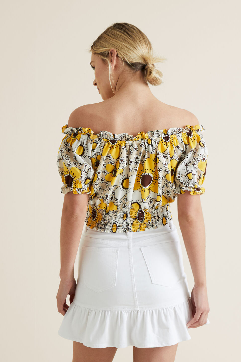 Shirred Vintage Floral Top  