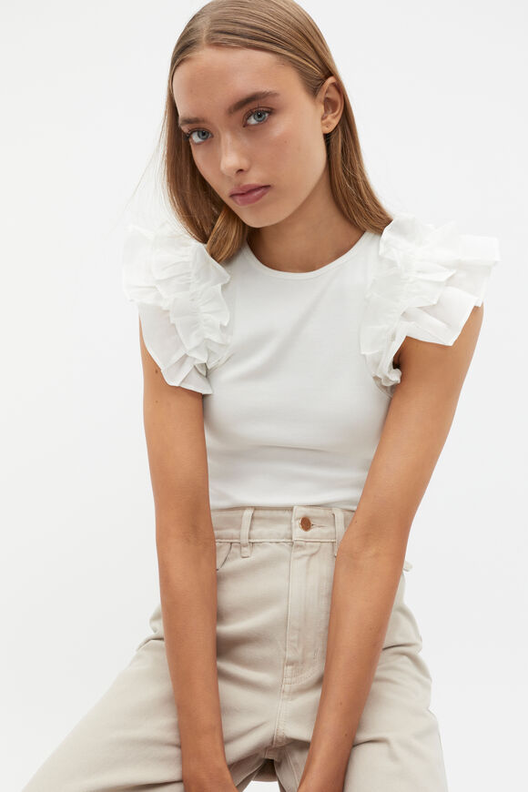 Voile Ruffle Tee  Cloud Cream  hi-res