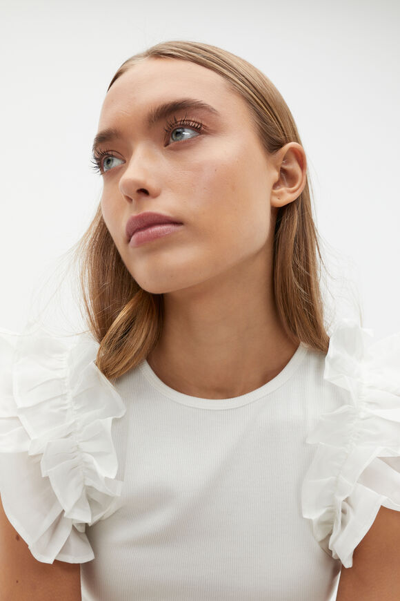 Voile Ruffle Tee  Cloud Cream  hi-res