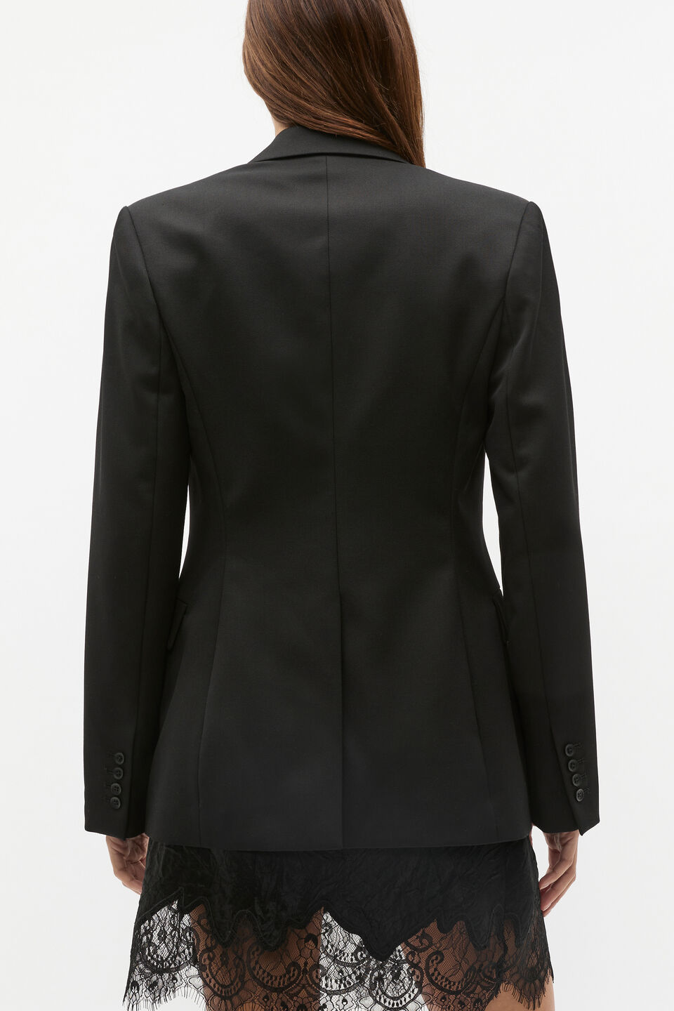 Wool Blend Waisted Blazer  Black