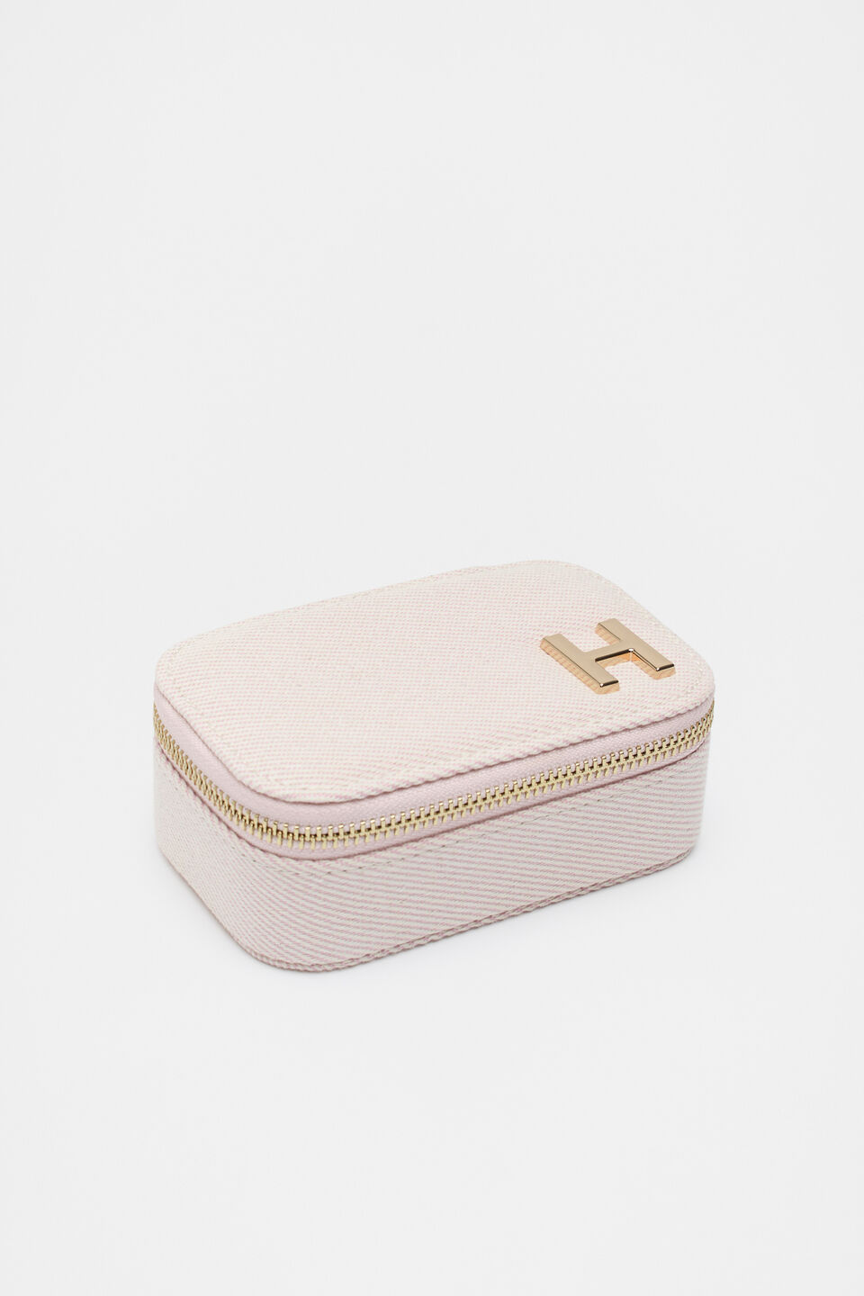 Initials Mini Jewellery Case Rose Petal  H
