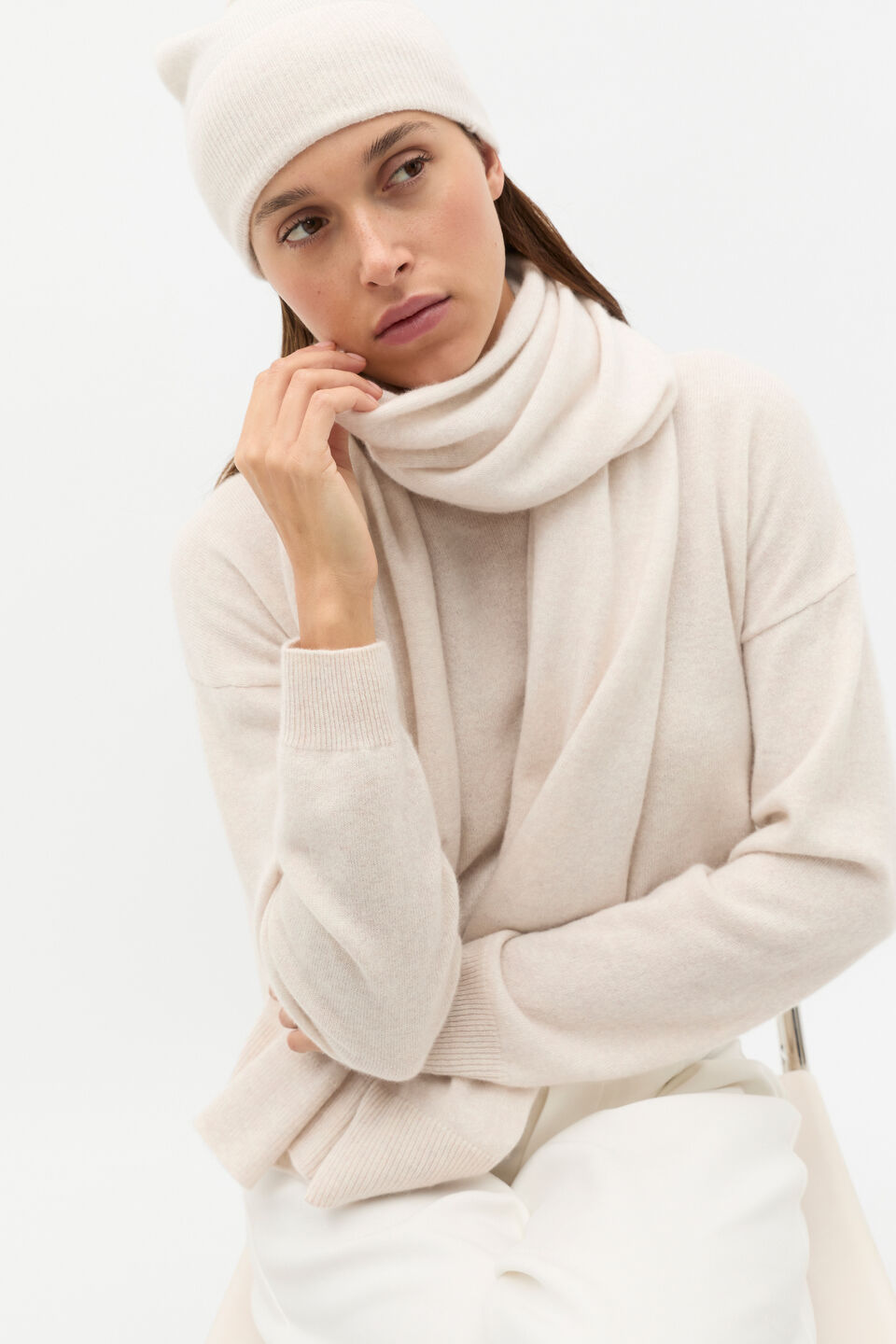 Cashmere Beanie  Oat Marle