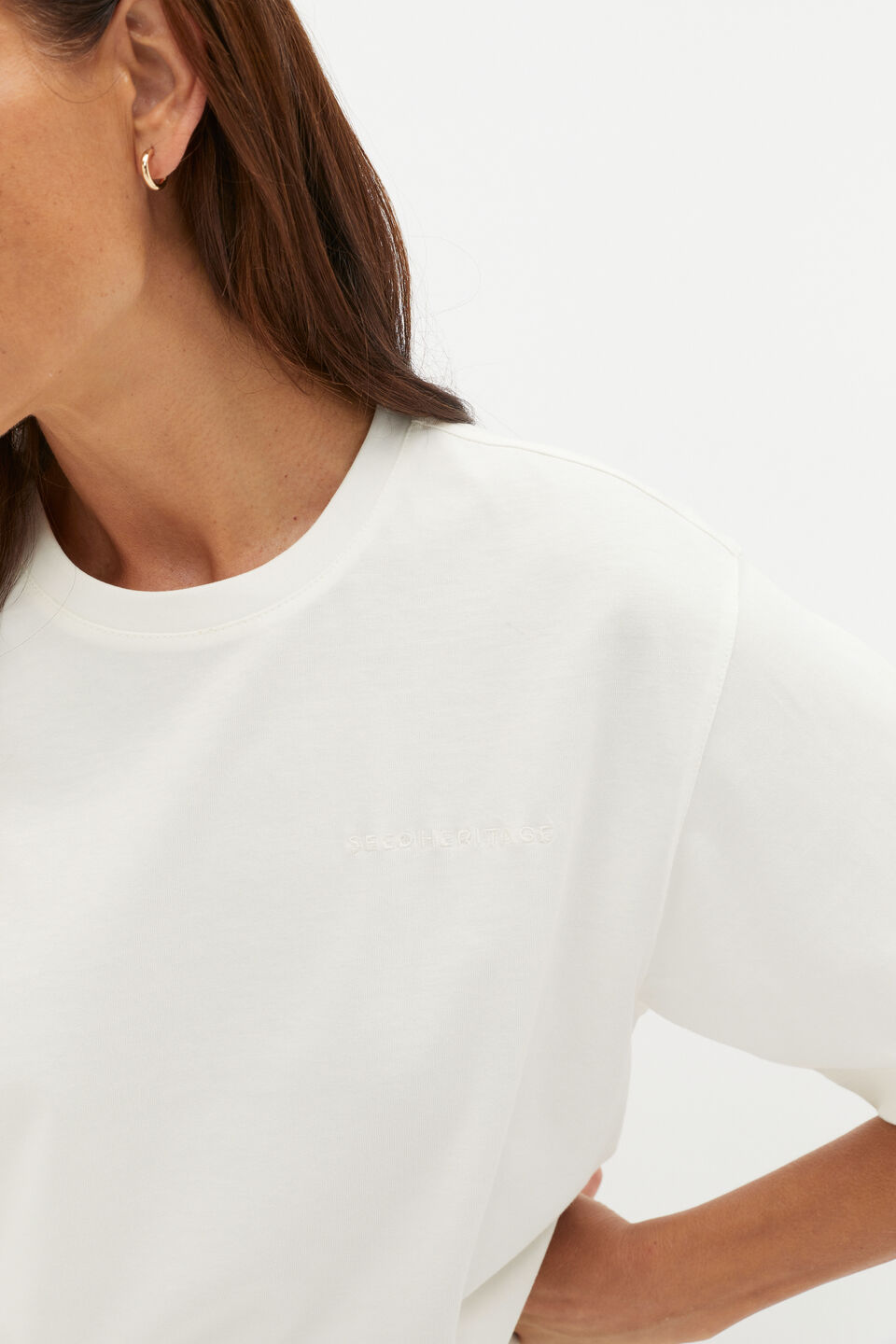 Heritage Embroidered Tee  Cloud Cream