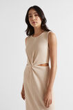 Two Tone Rib Twist Dress  Soft Wheat  hi-res