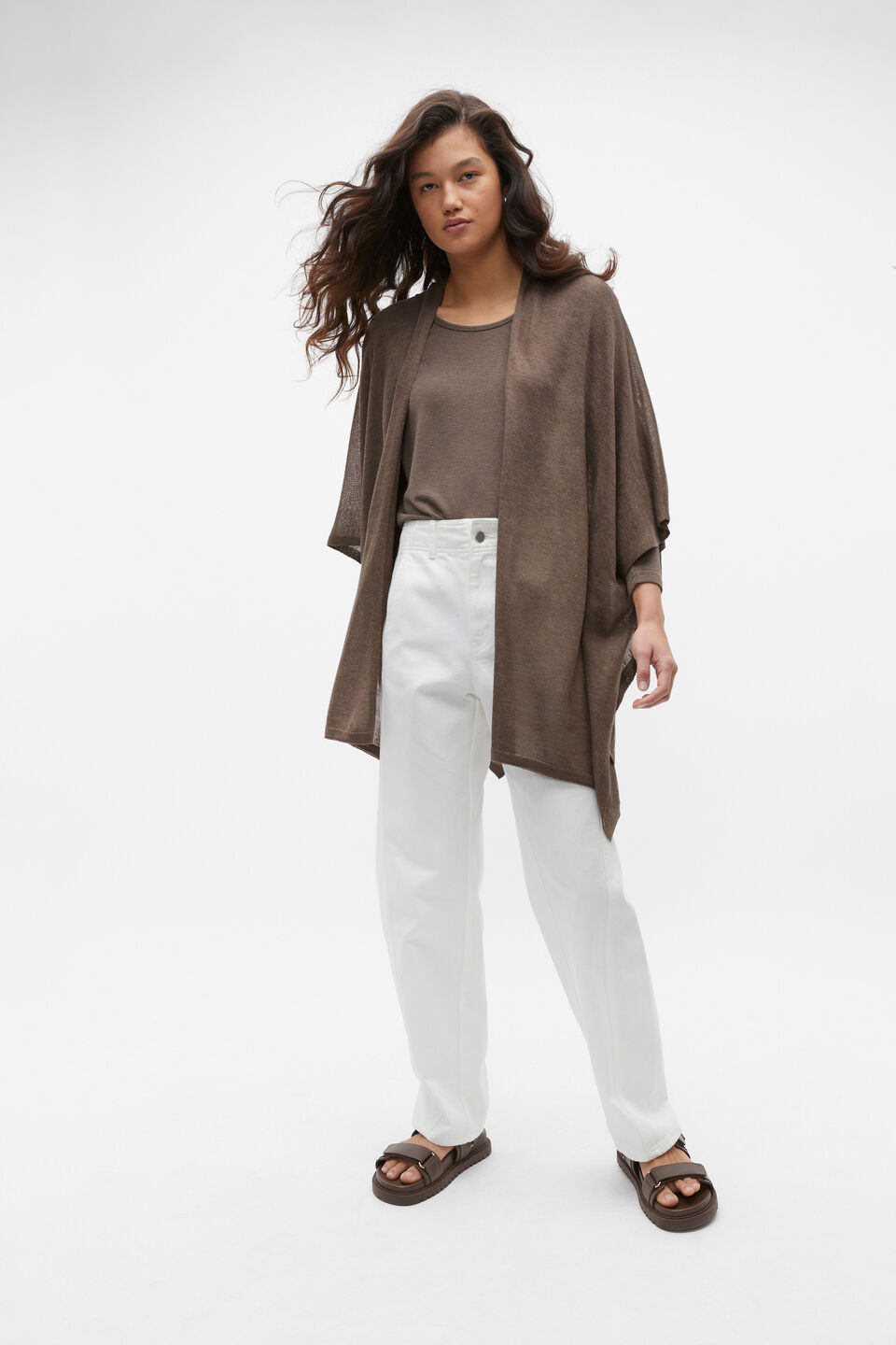 Fine Knit Poncho  Affogato