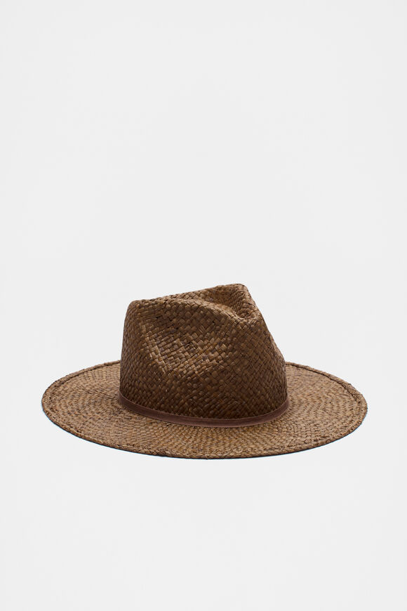Woven Straw Fedora  Dark Praline  hi-res