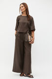 Linen Button Tab Pant  Dark Espresso  hi-res
