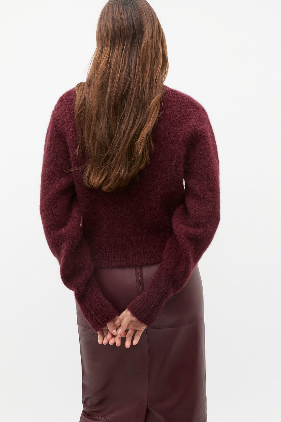 Lofty Button Knit Cardigan  Plum Red