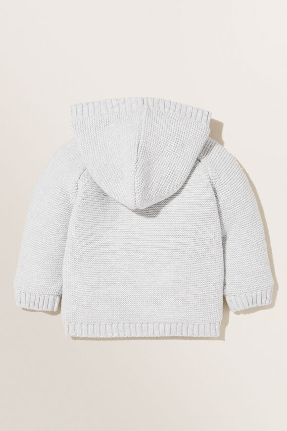 Knitted Sherpa Hoodie  Pale Grey Marle  hi-res