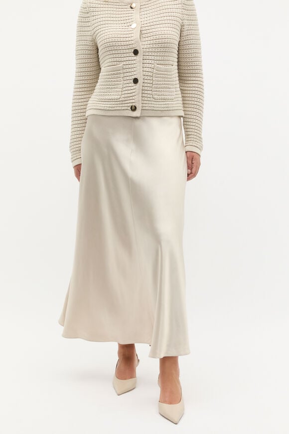 Satin Midi Swing Skirt  Oat  hi-res