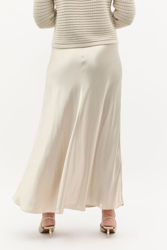 Satin Midi Swing Skirt  Oat  hi-res