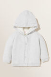 Knitted Sherpa Hoodie  Pale Grey Marle  hi-res