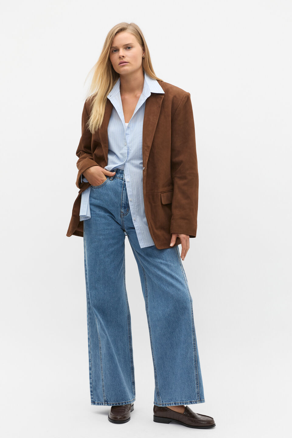 Poplin Pocket Front Shirt  Ice Blue Stripe