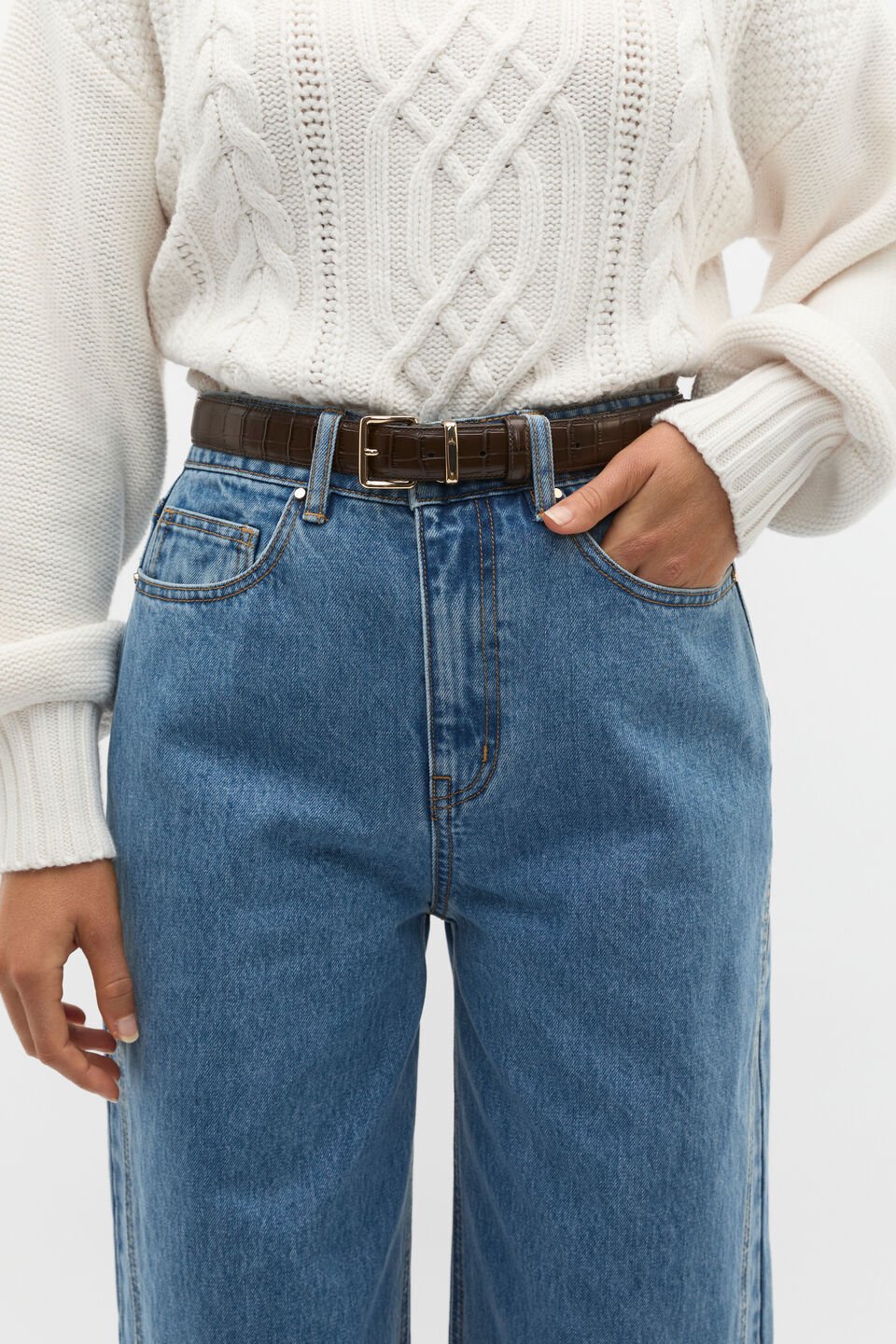 Cora Belt  Dark Espresso Croc
