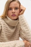 Merino Mixed Stitch Roll Neck  Latte Marle  hi-res