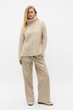 Merino Mixed Stitch Roll Neck  Latte Marle  hi-res