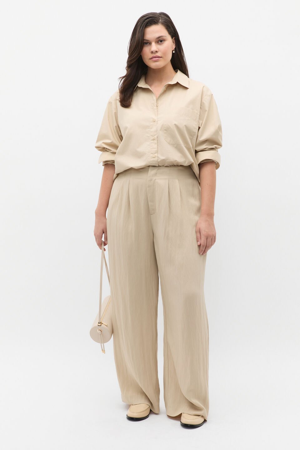 Relaxed High Waist Pant  Latte