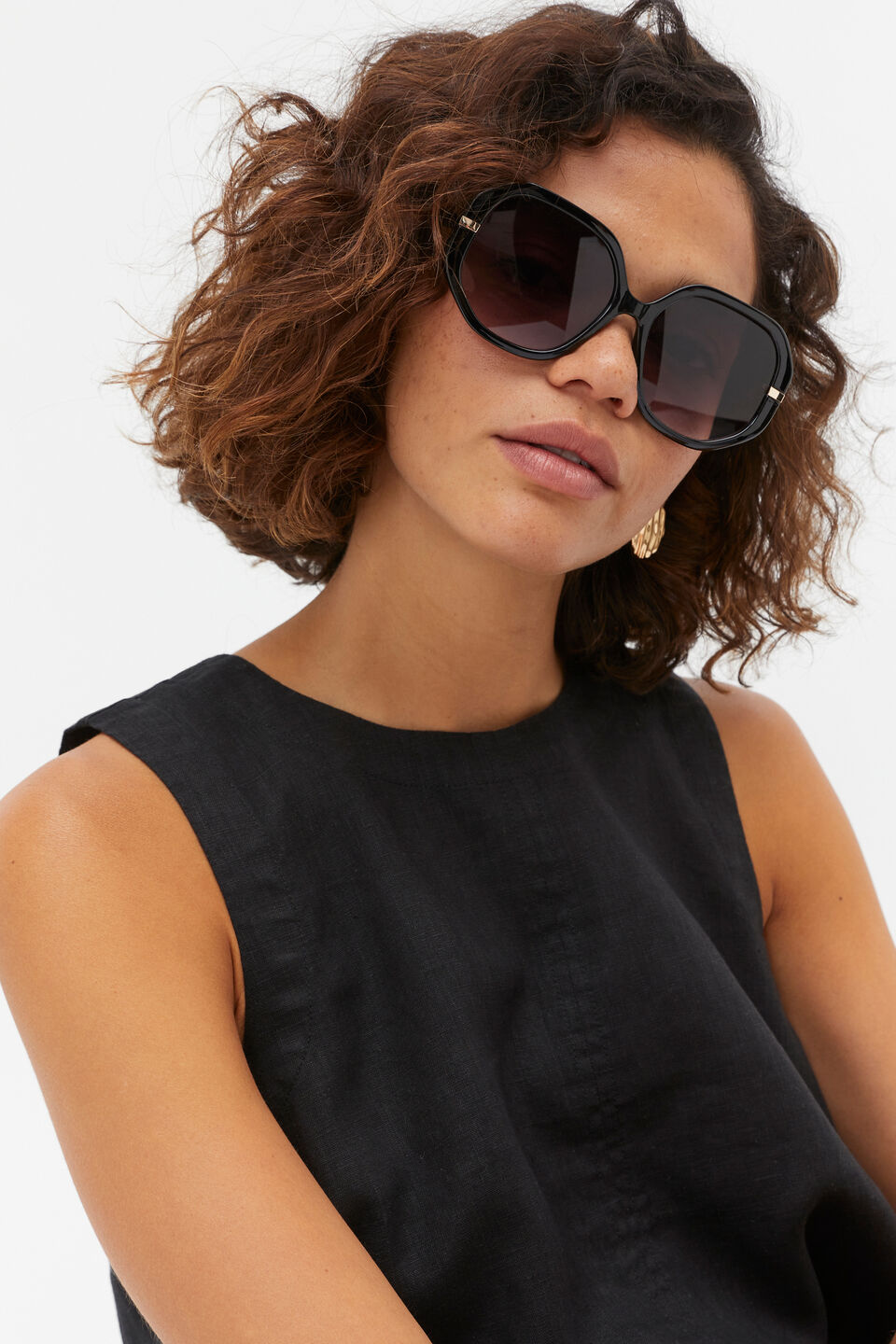 Clara Oversized Glam Sunglasses  Black