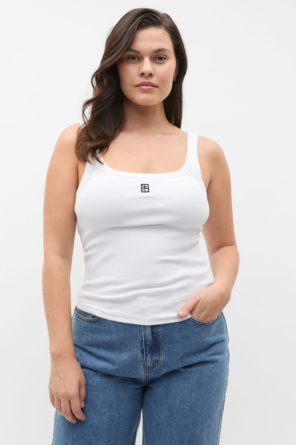 Core Heritage Rib Tank  Whisper White