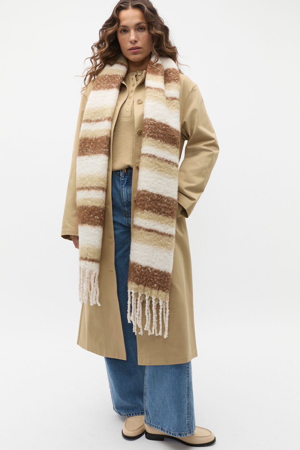 Colour Block Scarf  Cashew