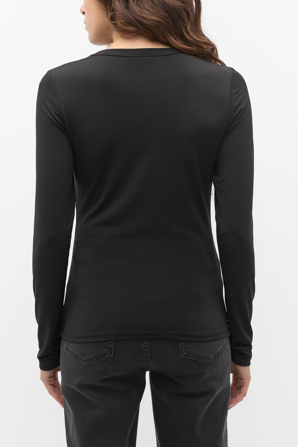 Jersey Long Sleeve Top  Black