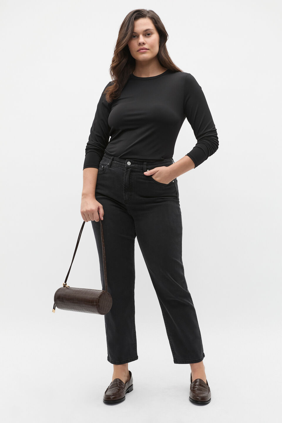 Jersey Long Sleeve Top  Black