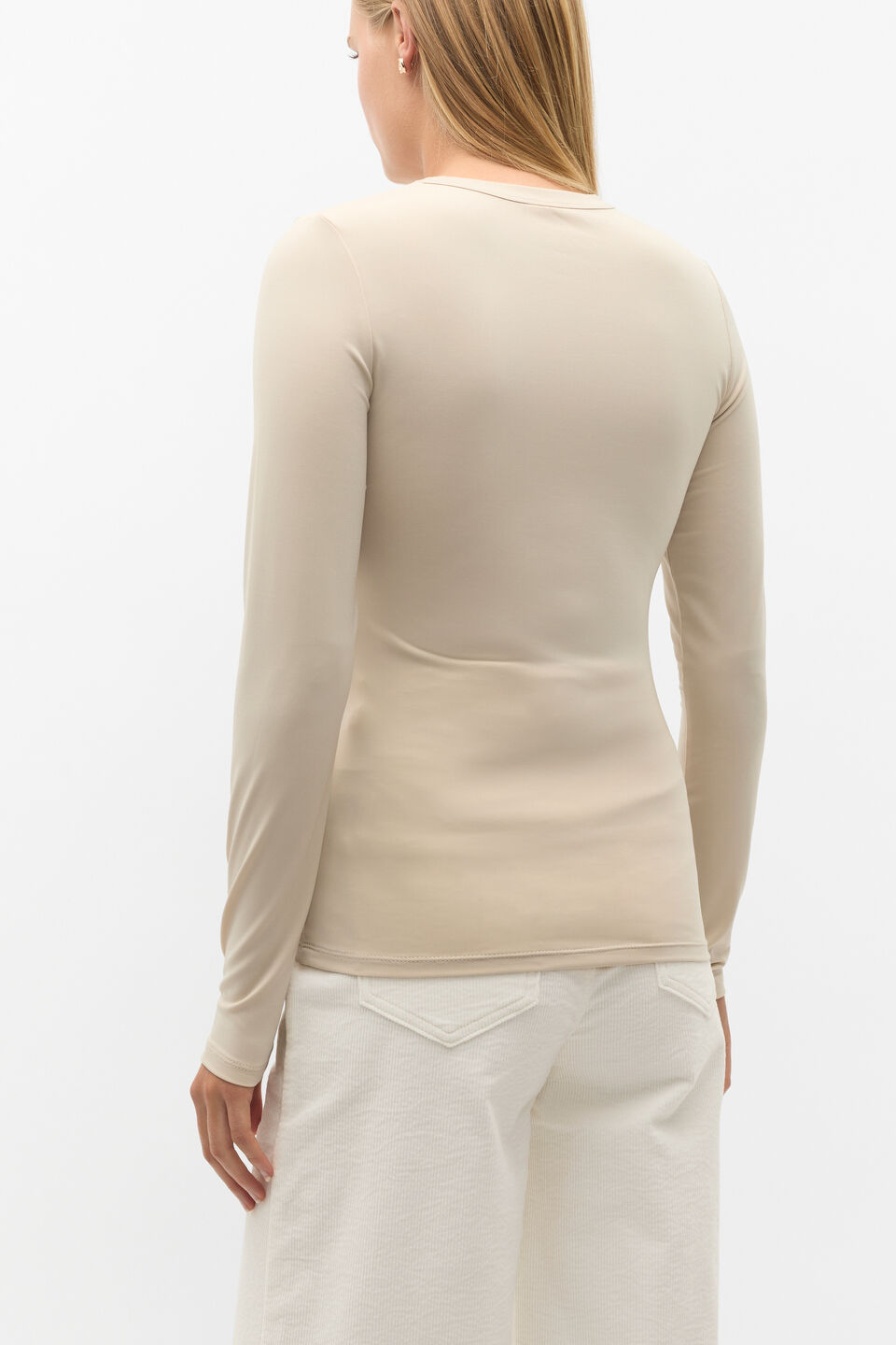 Jersey Long Sleeve Top  Latte