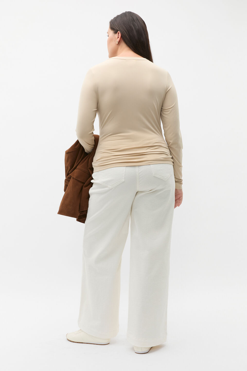 Jersey Long Sleeve Top  Latte