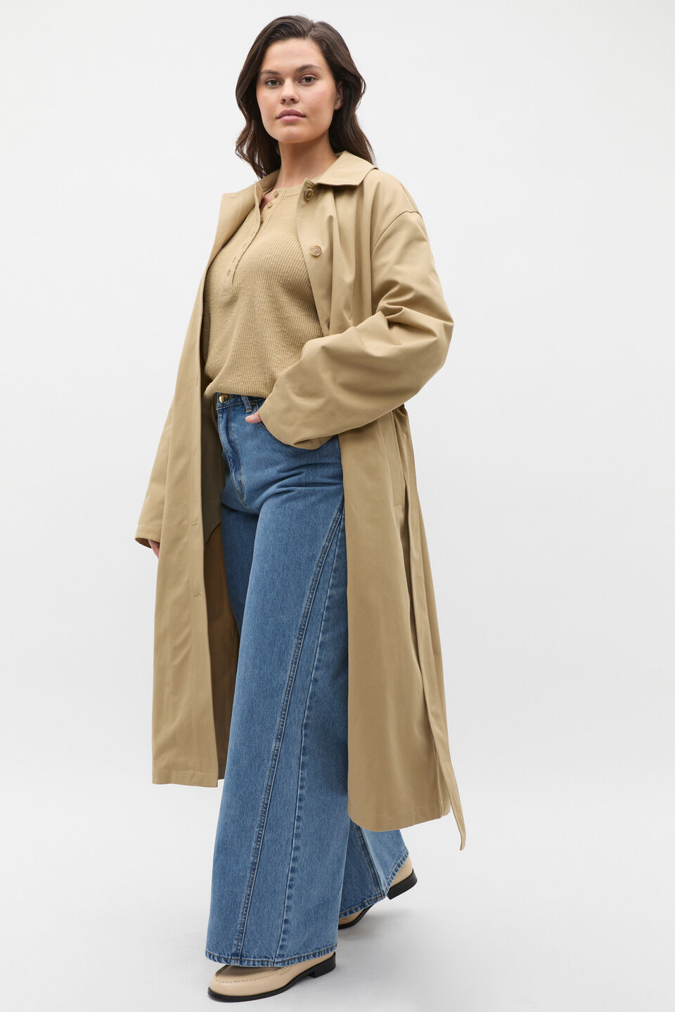 Supersoft Henley Relaxed Top  Cashew