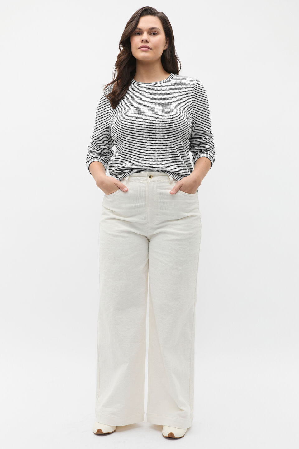 Self Stripe Textured Top  Mono Stripe
