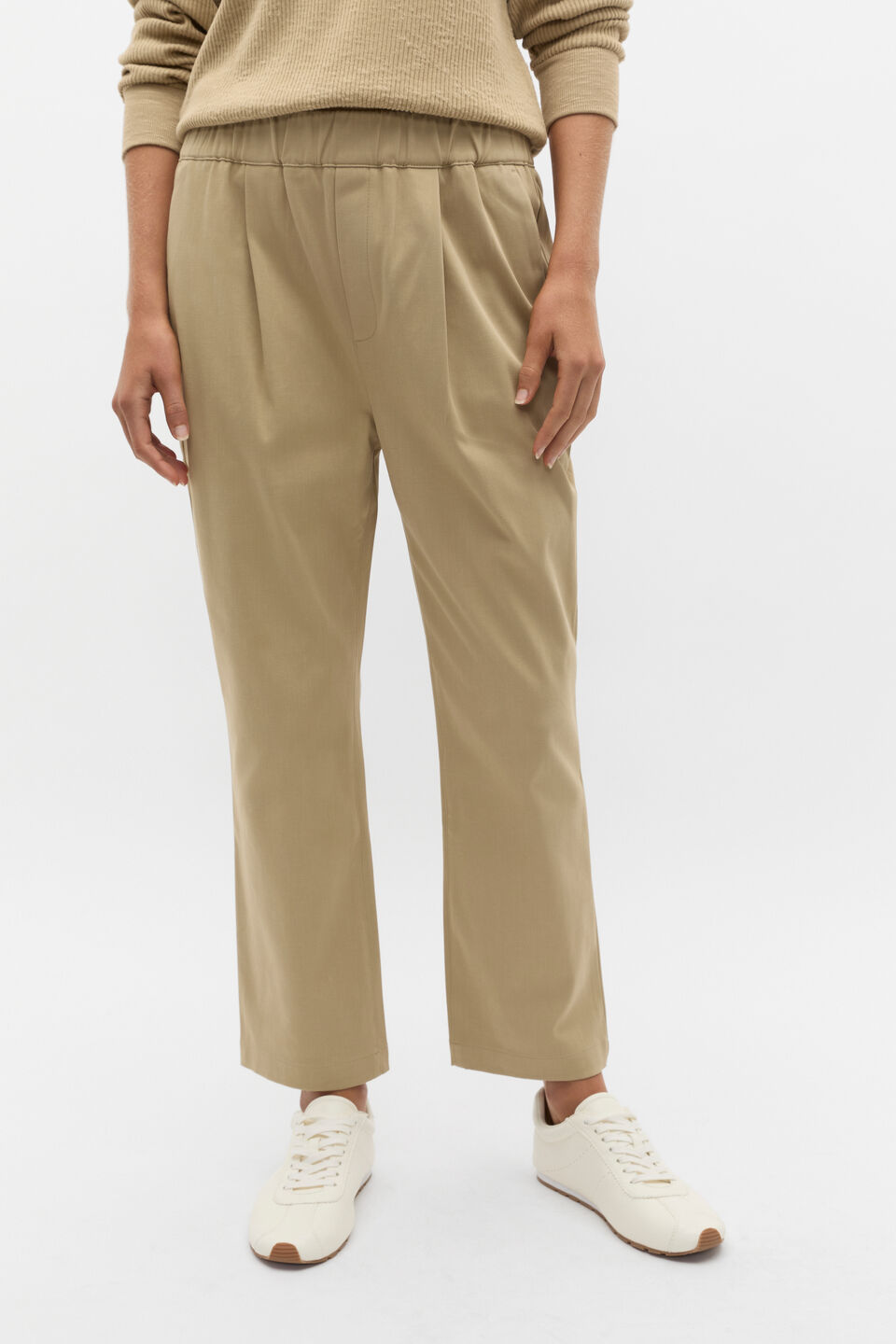 Tapered Leg Pleat Front Pant  Cashew