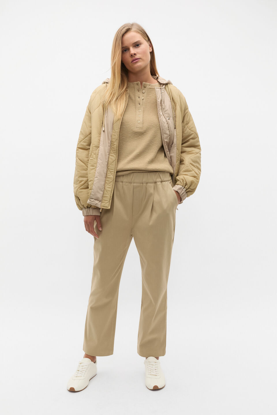 Tapered Leg Pleat Front Pant  Cashew