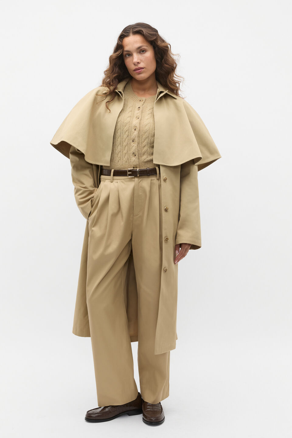 Twill Pleat Pant  Cashew