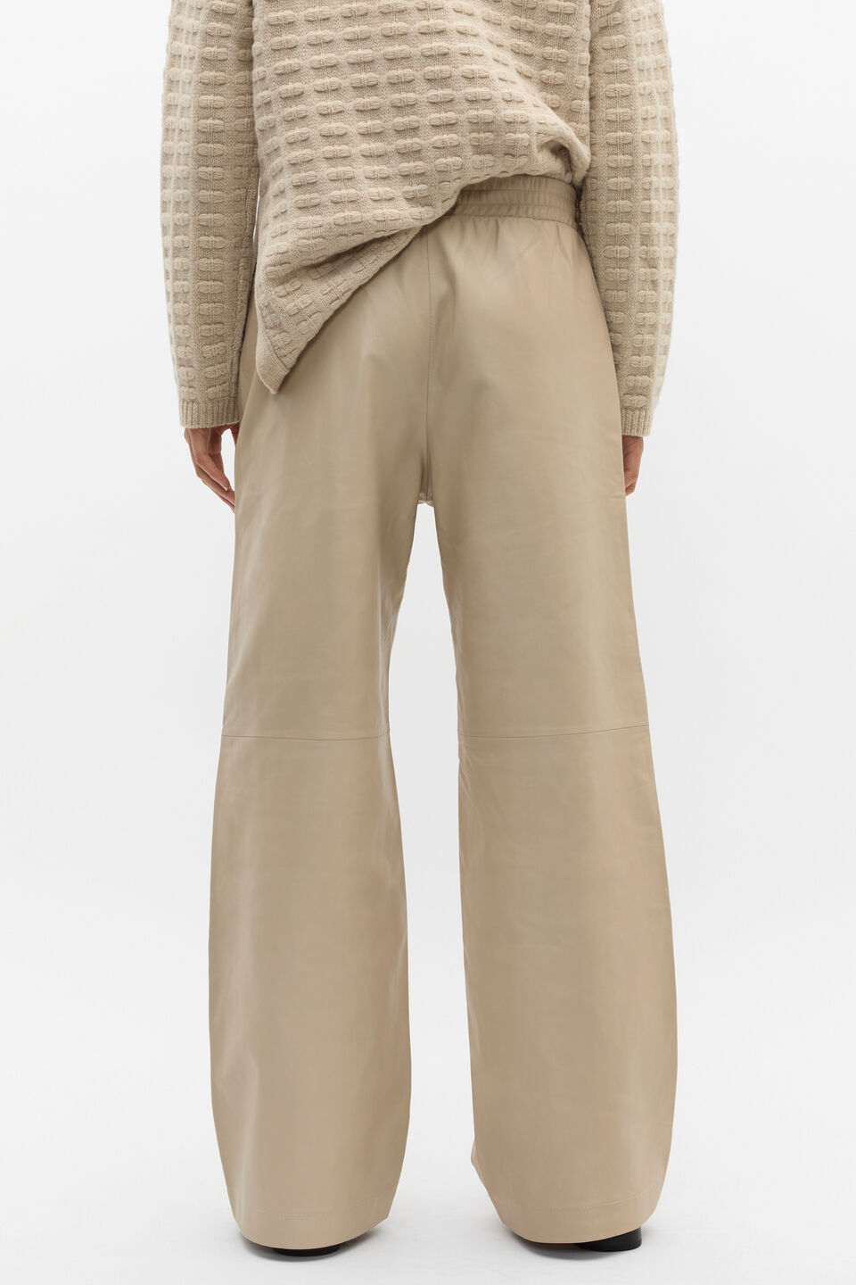 Leather Elasticated Pant  Latte