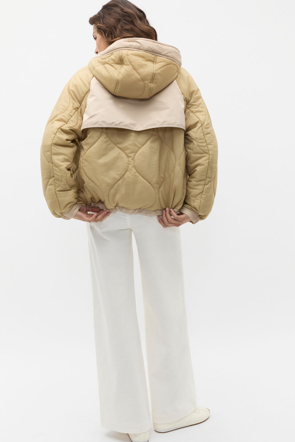 Colour Block Puffer Jacket  Cashew Multi