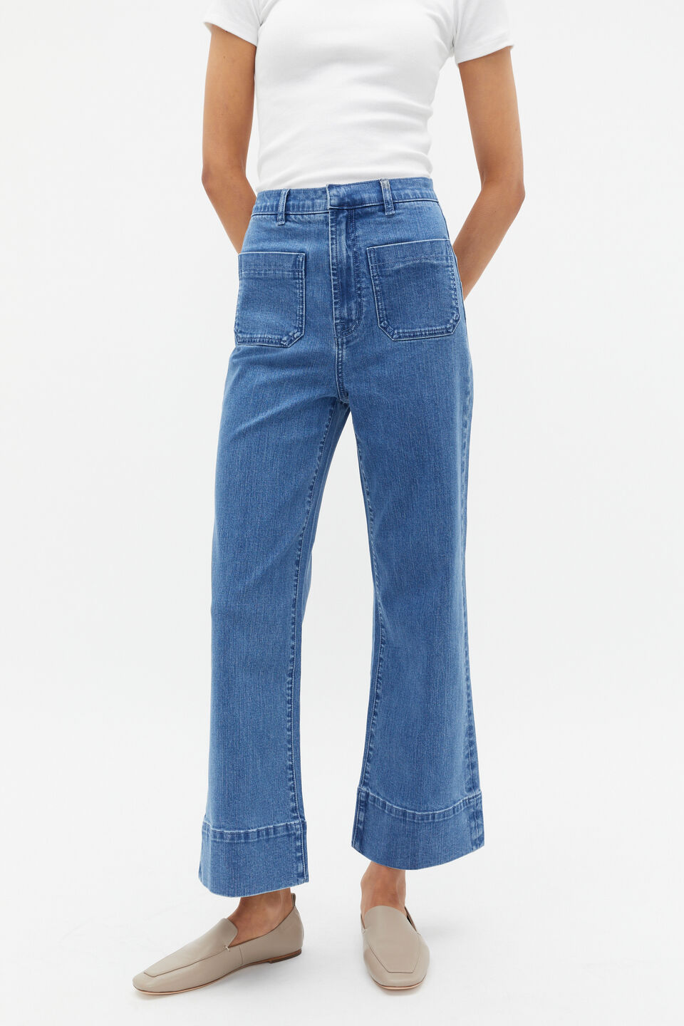 Core Wide Leg Pocket Jean  French Blue Denim