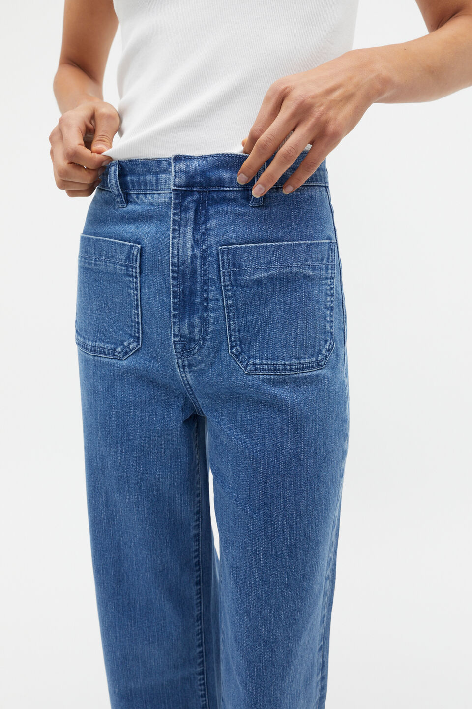 Core Wide Leg Pocket Jean  French Blue Denim