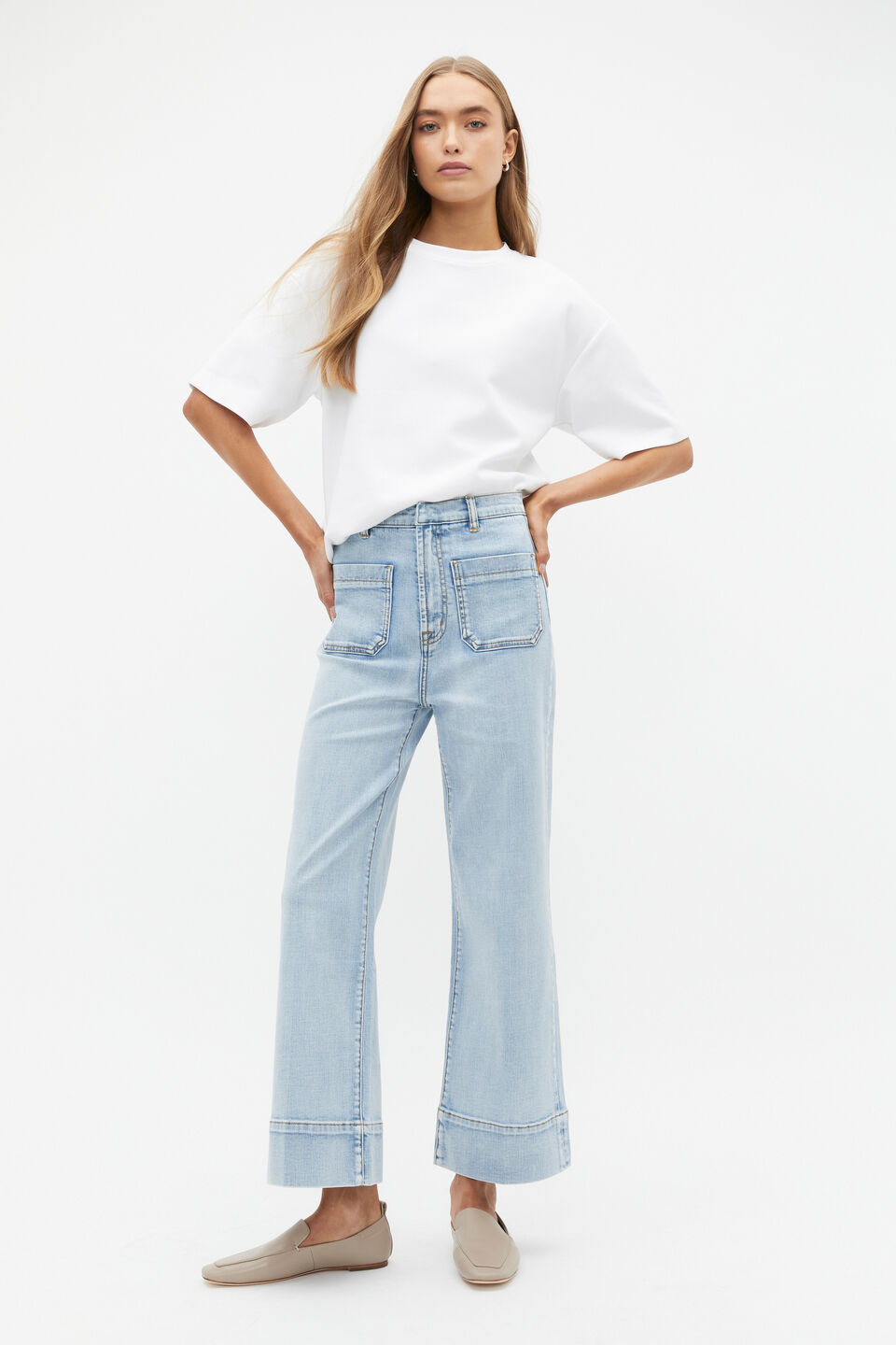 Core Wide Leg Pocket Jean  Pacific Wash